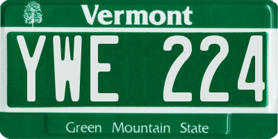 VT license plate YWE224