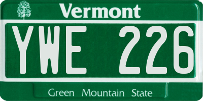 VT license plate YWE226