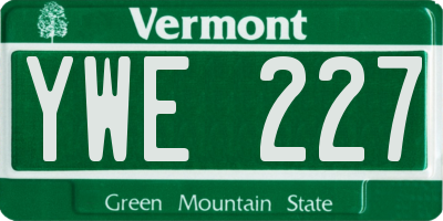 VT license plate YWE227