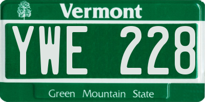 VT license plate YWE228