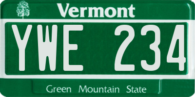 VT license plate YWE234