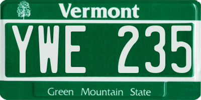VT license plate YWE235
