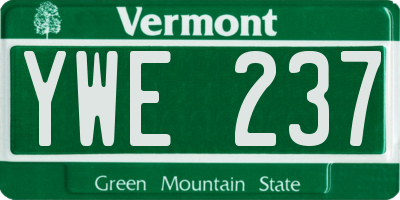 VT license plate YWE237