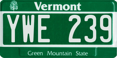 VT license plate YWE239
