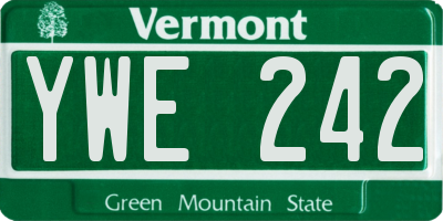 VT license plate YWE242