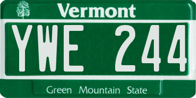 VT license plate YWE244