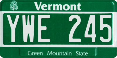 VT license plate YWE245