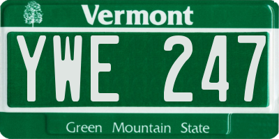 VT license plate YWE247
