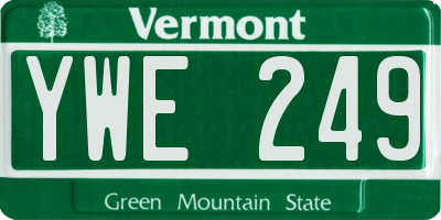 VT license plate YWE249