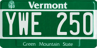 VT license plate YWE250
