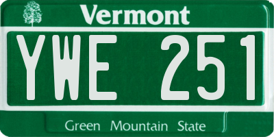 VT license plate YWE251