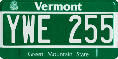 VT license plate YWE255