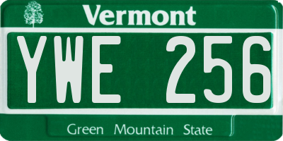 VT license plate YWE256