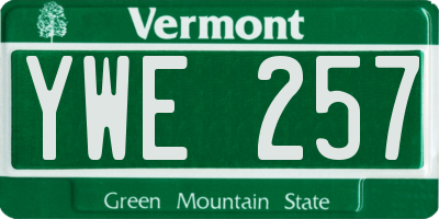 VT license plate YWE257
