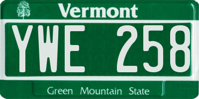 VT license plate YWE258