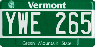 VT license plate YWE265
