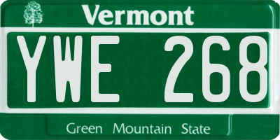 VT license plate YWE268