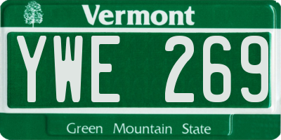 VT license plate YWE269