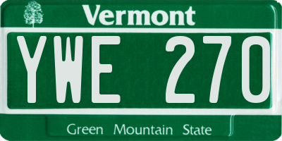 VT license plate YWE270