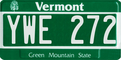 VT license plate YWE272