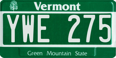 VT license plate YWE275