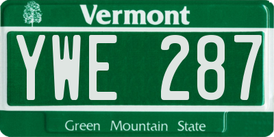 VT license plate YWE287