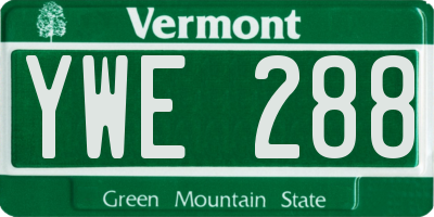 VT license plate YWE288
