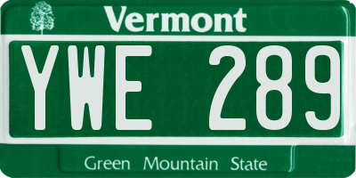VT license plate YWE289
