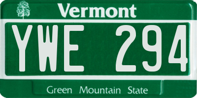 VT license plate YWE294