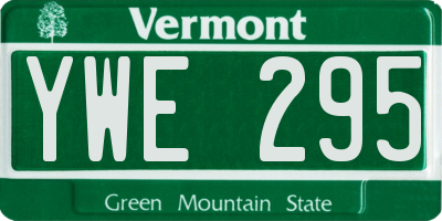 VT license plate YWE295