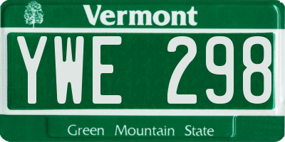 VT license plate YWE298