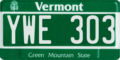 VT license plate YWE303
