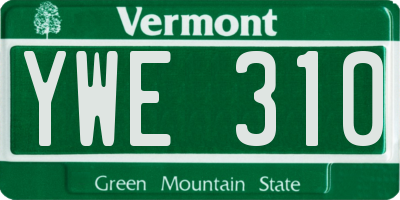 VT license plate YWE310