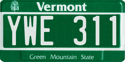 VT license plate YWE311