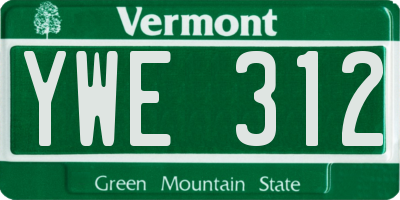 VT license plate YWE312