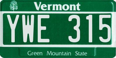 VT license plate YWE315