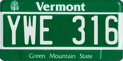 VT license plate YWE316