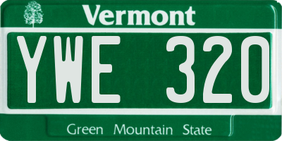 VT license plate YWE320