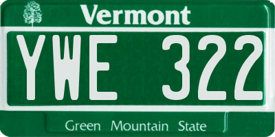 VT license plate YWE322