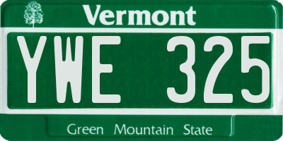 VT license plate YWE325