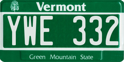 VT license plate YWE332