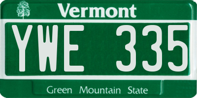 VT license plate YWE335