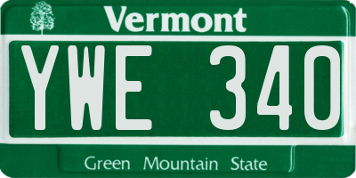 VT license plate YWE340