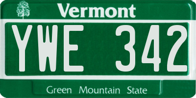 VT license plate YWE342