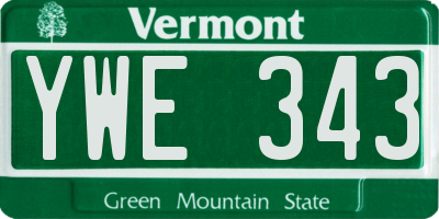 VT license plate YWE343