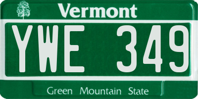 VT license plate YWE349