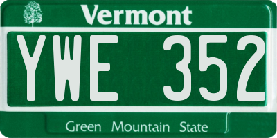 VT license plate YWE352