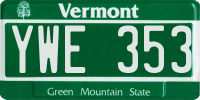 VT license plate YWE353