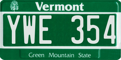 VT license plate YWE354