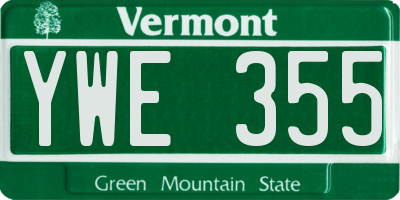 VT license plate YWE355
